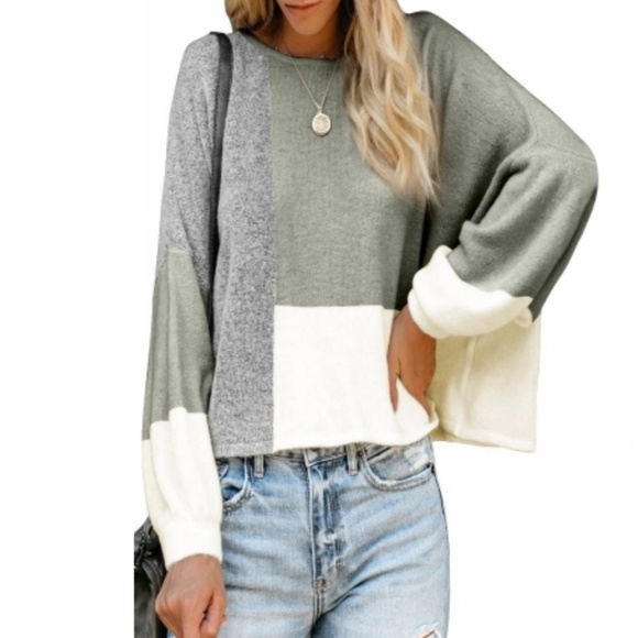 Cute Asymmetrical block pullover sweater - Picture 4 of 6